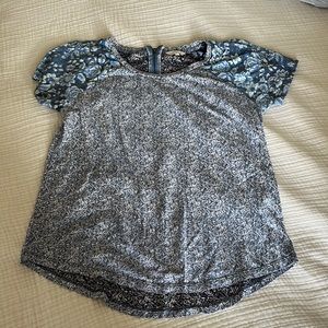 LUCKY BRAND MIXED MEDIA BLUE TOP